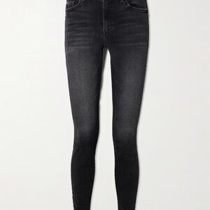 Mother High Waisted Looker Ankle Fray Skinny Jeans in Blackbird - Size 27